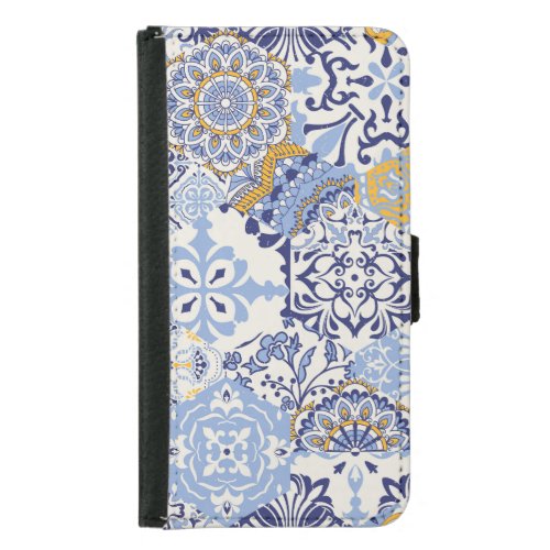 Colorful Azulejos tiles hand_drawn pattern Samsung Galaxy S5 Wallet Case