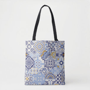 Colorful Azulejos tiles: hand-drawn pattern. Tote Bag