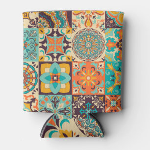 Colorful Azulejos Traditional Tiles Set Can Cooler