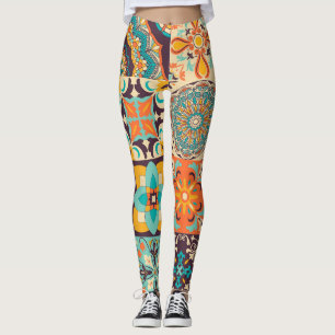 Colorful Azulejos Traditional Tiles Set Leggings