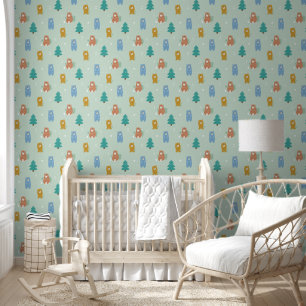 Colorful Baby Bear Woodland Wallpaper