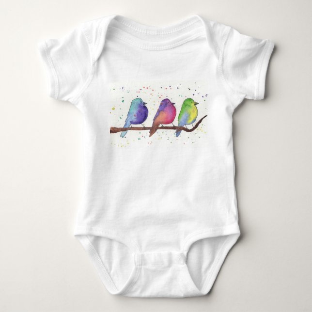 Colorful Baby Birds Bodysuit (Front)