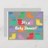 Colorful Baby Boots Unisex Shower Invitations (Front/Back)
