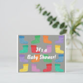 Colorful Baby Boots Unisex Shower Invitations (Standing Front)