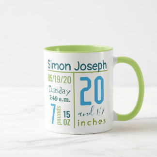 Colorful Baby Boy Photo Birth Record Simple Modern Mug