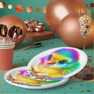 Colorful Baby Chicken Paper Plates
