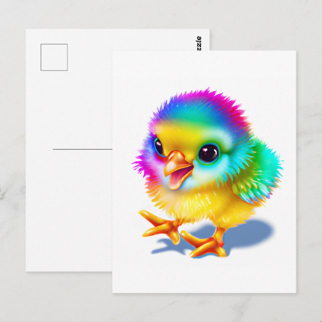 Colorful Baby Chicken Postcard (Front/Back)