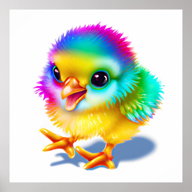 Colorful Baby Chicken Poster (Front)