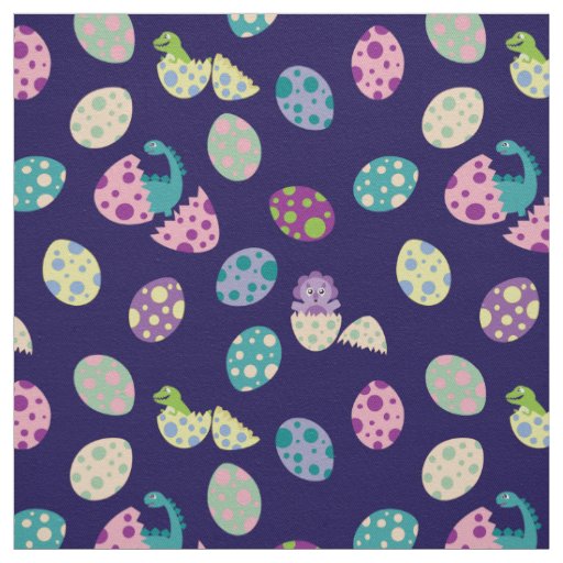 Colorful Baby Dinosaur and Dinosaur Egg Pattern Fabric