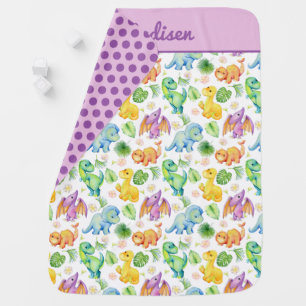 Colorful Baby Dinosaur Baby Blanket