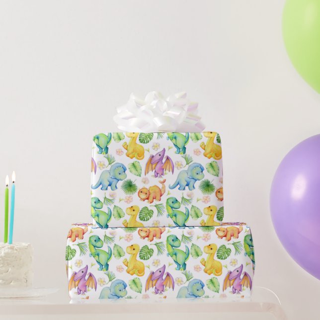 Colorful Baby Dinosaur  Wrapping Paper (Party Gifts)