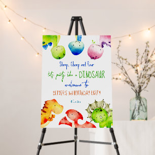 Colorful baby dinosaurs toddler birthday welcome foam board