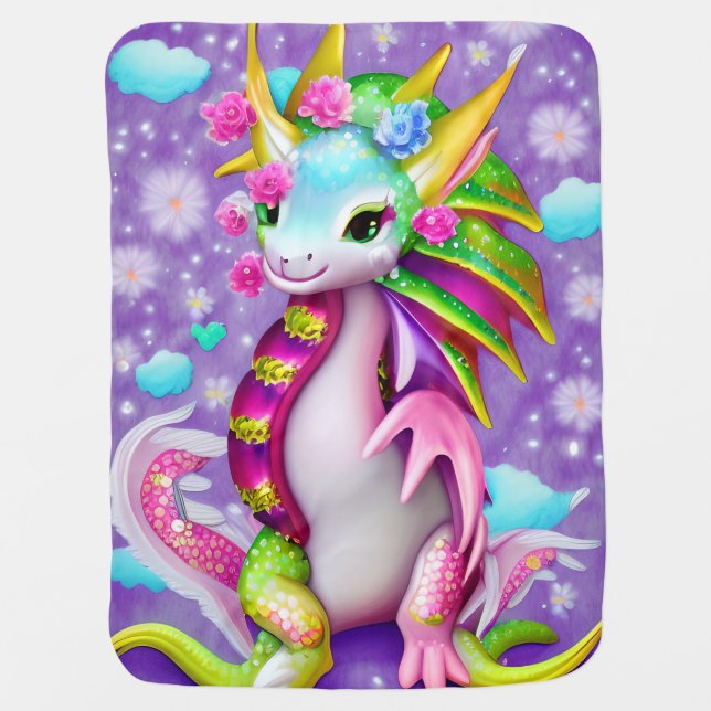 Colorful Baby Dragon  Blanket (Front)