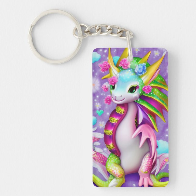 Colorful Baby Dragon  Keychain (Front)