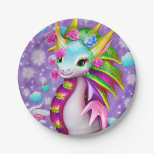 Colorful Baby Dragon Paper Plates
