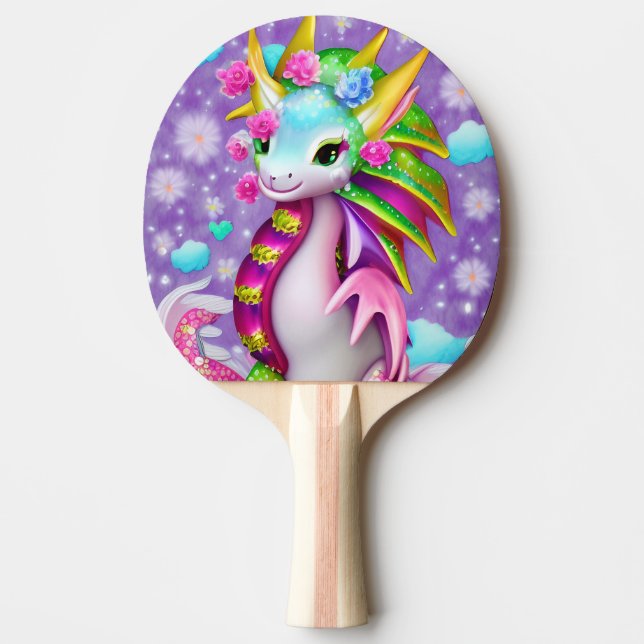 Colorful Baby Dragon  Ping Pong Paddle (Front)