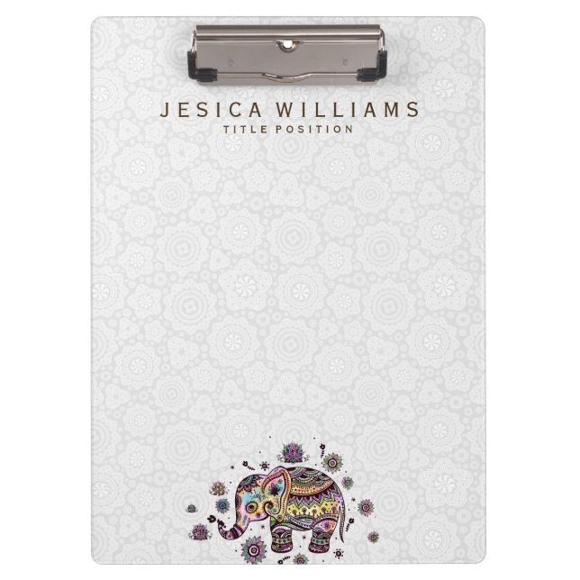 Colorful Baby Elephant Illustration Clipboard (Front)