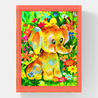 colorful baby elephant paperweight