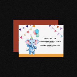 Colorful Baby Elephant with Balloons Baby Shower Enclosure Card