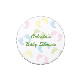 Colorful Baby Foot Prints Custom Favor Jelly Belly Candy Tin by Hannahscloset at Zazzle