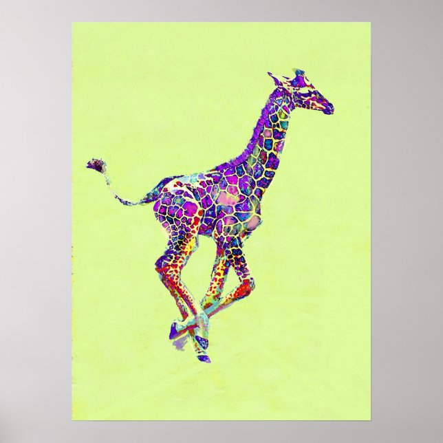 colorful baby giraffe poster (Front)