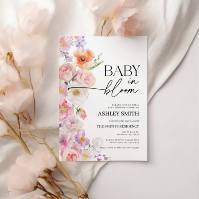 Colorful Baby in Bloom Invitation | Summer Flowers (baby in bloom baby shower invitation floral fiesta)