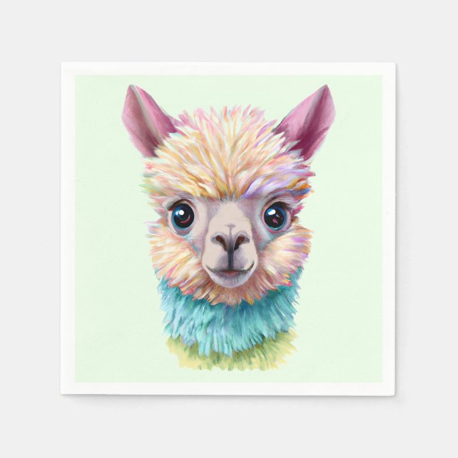 Colorful Baby Lama Napkins (Front)