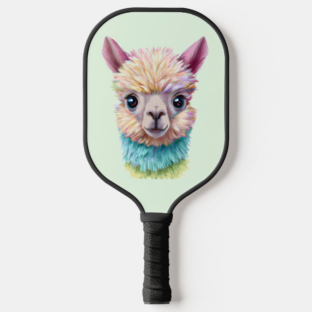 Colorful Baby Lama Pickleball Paddle (Front)