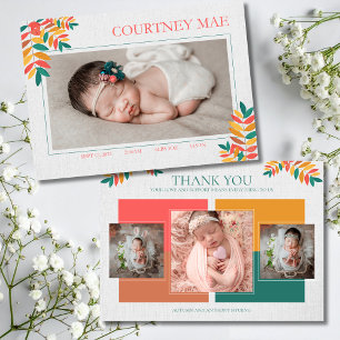 Colorful Baby Photo Announcement Card
