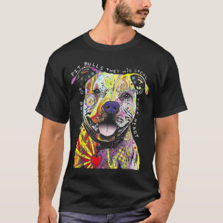 Colorful Baby Pitbull Terrier Lover Dad Mom Funny  T-Shirt