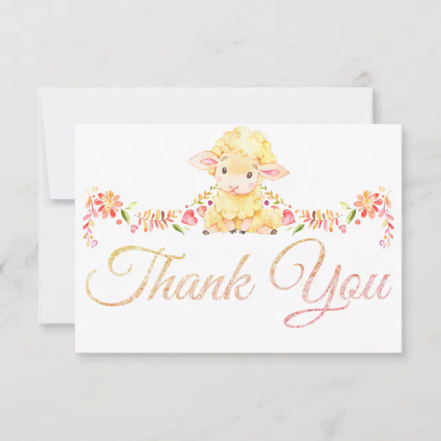 Colorful Baby Sheep / Lamb Thank You Card | Zazzle