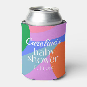 Colorful Baby Shower Abstract Waves Modern Custom Can Cooler