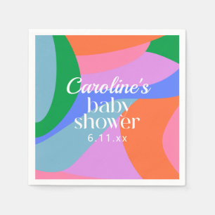 Colorful Baby Shower Abstract Waves Modern Custom Napkins
