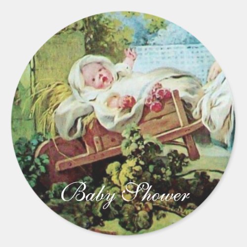 COLORFUL BABY SHOWER CLASSIC ROUND STICKER