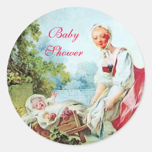 COLORFUL BABY SHOWER CLASSIC ROUND STICKER