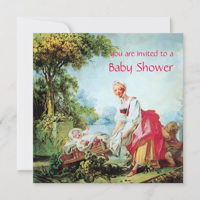 COLORFUL BABY SHOWER Cream Felt Paper Invitation (Front)