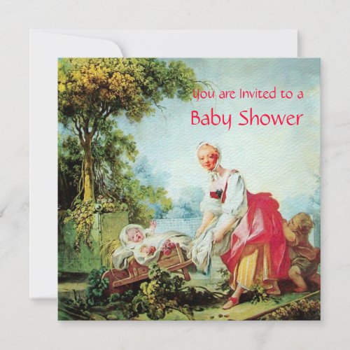 COLORFUL BABY SHOWER Cream Felt Paper Invitation