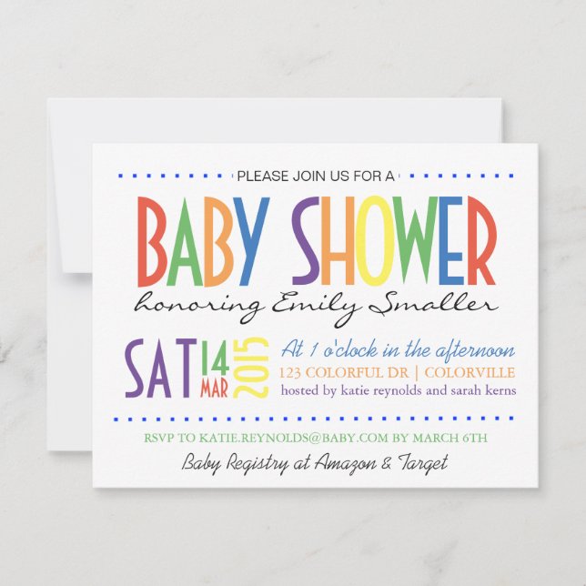 Colorful Baby Shower Invitation (Front)