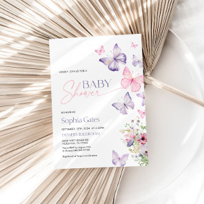 Colorful Baby Shower Invitation with Butterflies