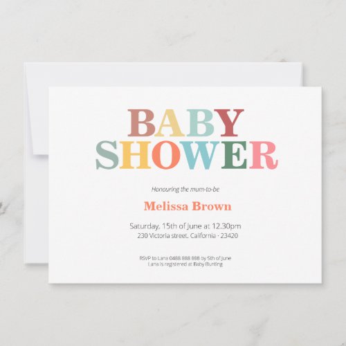 Colorful baby shower invite