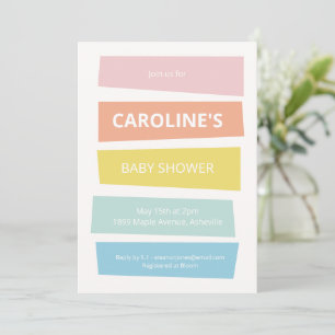 Colorful Baby Shower Pastel Stripes Modern Summer Invitation