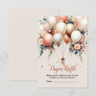 Colorful Baby Shower Peach White Floral Balloons Enclosure Card