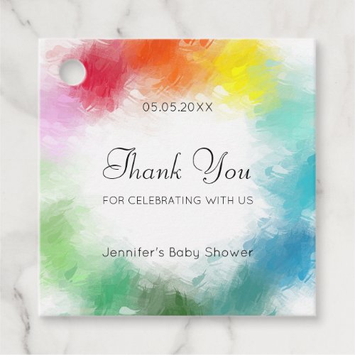 Colorful Baby Shower Thank You Script Template Favor Tags