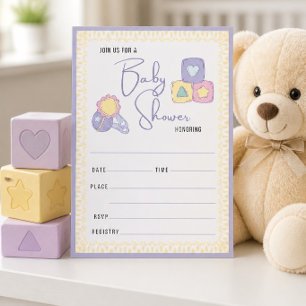 Colorful Baby Toys Baby Shower Fill In Invitation