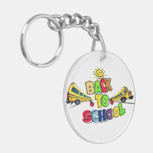 Colorful Back to School Cartoon Design with School Keychain