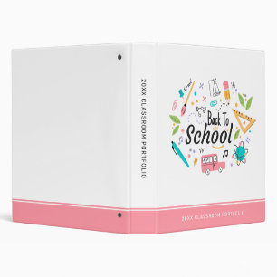 Colorful Back to School Custom Classroom Portfolio 3 Ring Binder