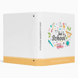 Colorful Back to School Custom Classroom Portfolio 3 Ring Binder