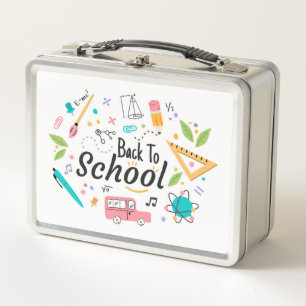 Colorful Back to School Custom Metal Lunchbox