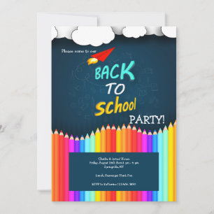 Colorful Back to School Party Invitation