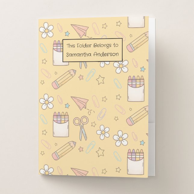 Colorful Back to School Personalized Cute  Pocket Folder (Front)
